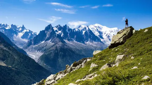 Mount Blanc with person in the foreground displaying scale
